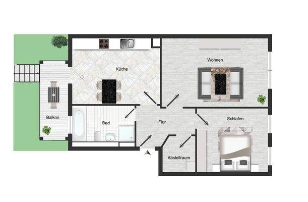 Grundriss - ca. 66 qm Wfl.
