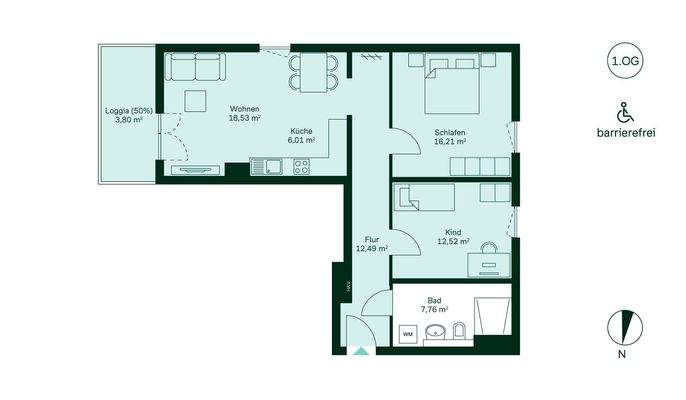 Grundriss der Eigentumswohnung WE169.
