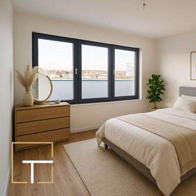 Helles Schlafzimmer mit Ausblick