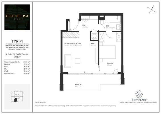 Vertriebsgrundrisse Eden Tower_Typ F1
