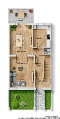 Harmonische Raumaufteilung im Hochparterre