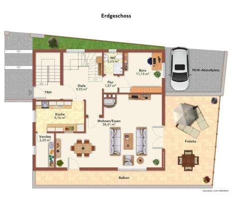 Grundriss EG mit Möblierungsvorschlag