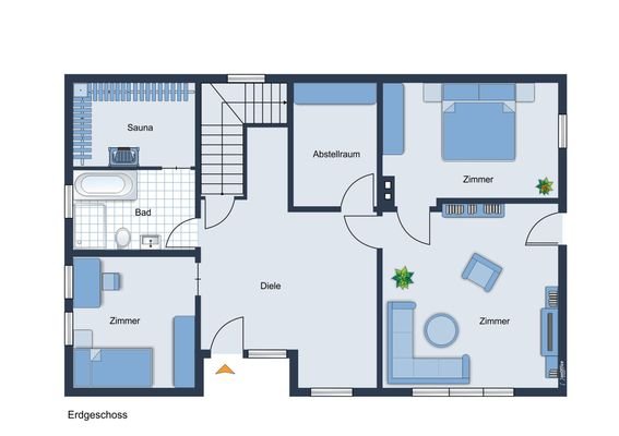 Möbliervorschlag Erdgeschoss Wohnhaus
