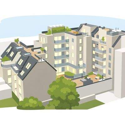 Moderner urbaner Apartmentkomplex mit Terrassen