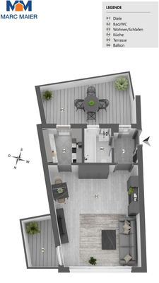Grundriss kompakte Wohnung im Stg Zentrum