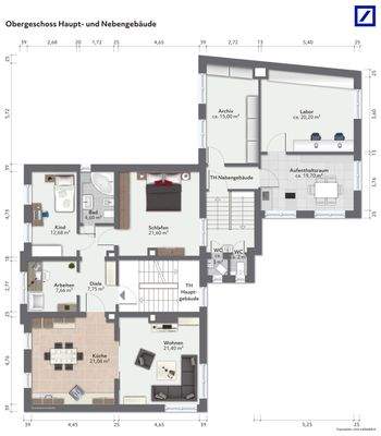 Obergeschoss Haupt- und Nebengebäude