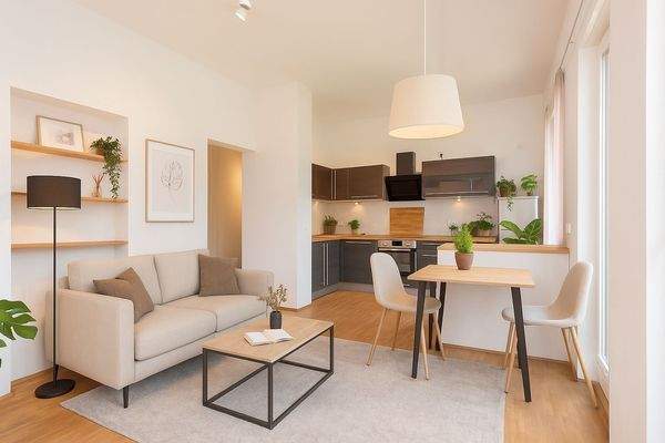 Visualisierung offener Wohn- und Essbereich