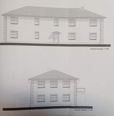 Baukörper Front- und Seitenansicht