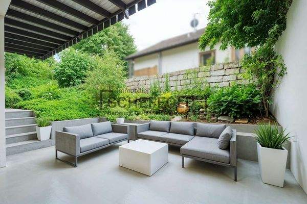 Einrichtungsbeispiel Terrasse ELW - KI generiert