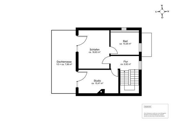 Obergeschoss mit Masterbedroom und Bad en Suite