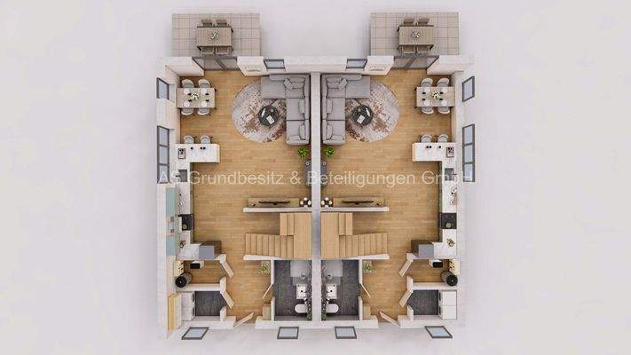 DHH  m² Ansicht innen EG Grundriss