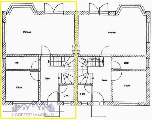 Grundriss Erdgeschoss linke Haushälfte