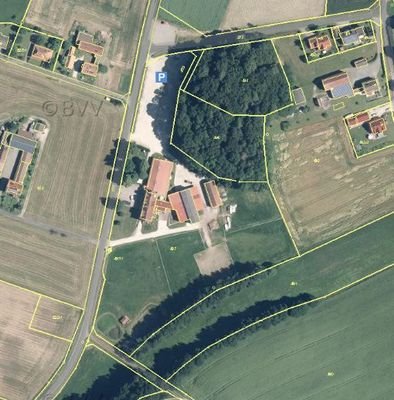 Luftbild Landgasthof mit Nebengebäuden