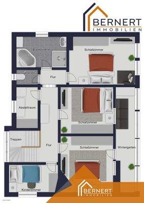 Grundriss visualisiert OG