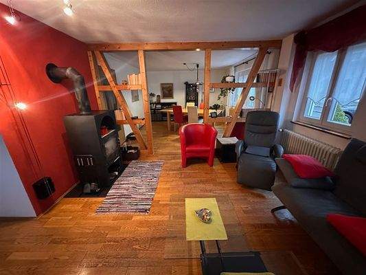 Wohnzimmer mit Kaminofen