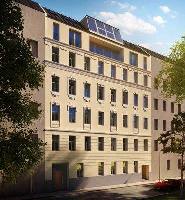 Hausansicht straßenseitig (Rendering)