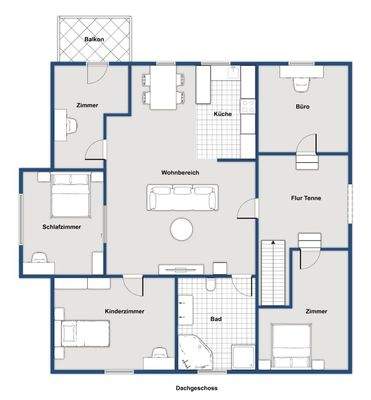 Darstellung Obergeschoss (ohne Trockenboden)