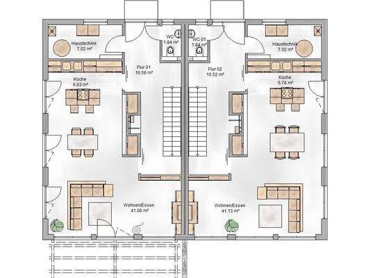 Grundriss DHH EG - beide Seiten