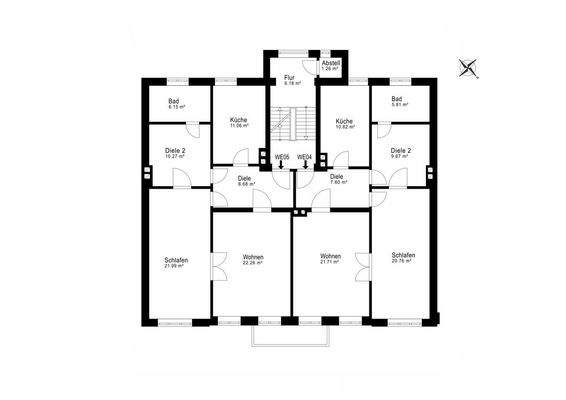 2. Obergeschoss (Wohnung 2 und 3)
