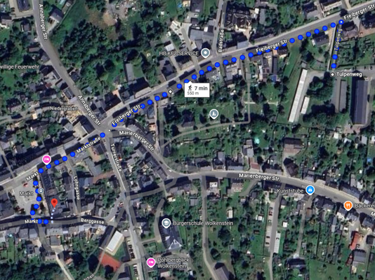 Fußweg Garage (Quelle: Google Maps)