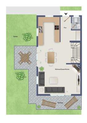 2D Grundriss des Erdgeschosses