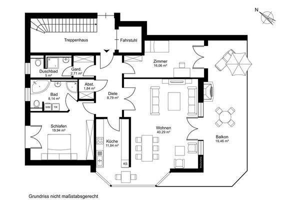 Grundriss der Beletage