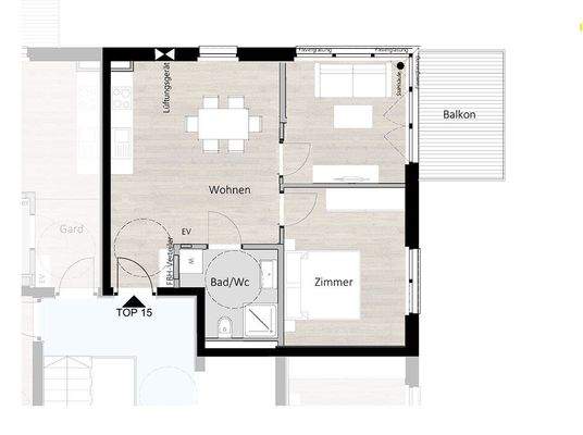 Planvorschlag für 3-Zimmerwohnung