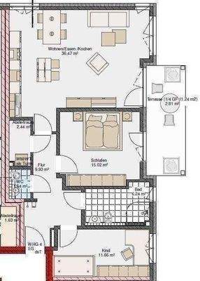 Der geplante Grundriss der Wohnung 4