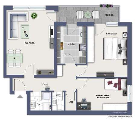 Grundriss beispielmöbliert