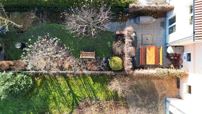 Draufsicht auf den Garten