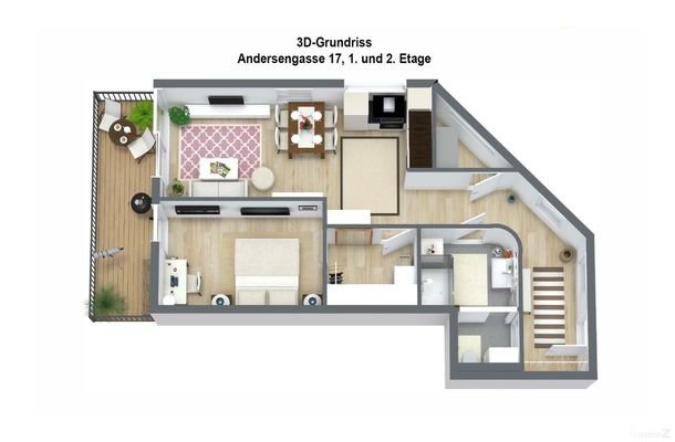 Grundriss_1. Etage und 2. Etage_Top 2 und 4 - 3D Floor Plan