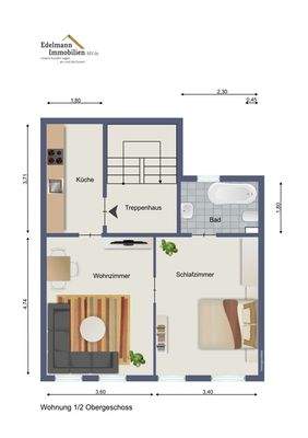 Grundriss Wohnungen im 1. & 2. Obergeschoss