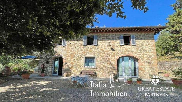 Typisches Bauernhaus mit Swimmingpool, Nebengebäude, Garten mit Olivenhain in Ortsnähe