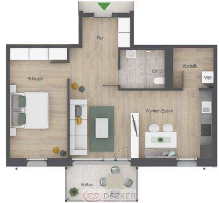 Grundriss - 2 Zimmer