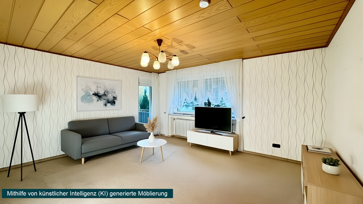 Wohnzimmer - KI eingerichtet