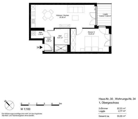 Grundriss Wohnung 34