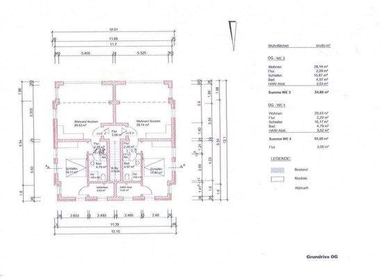 Grundriss Planung Umbau OG, WG 1