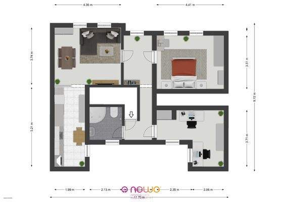 Grundriss 3 Zi.-Whg. im 2. OG