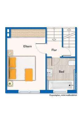 Grundriss mit Mustermöblierung