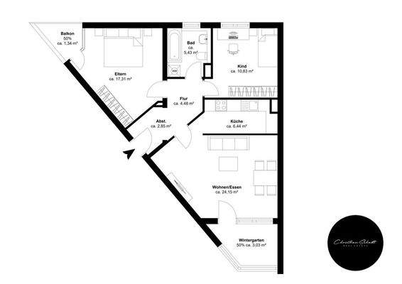 Rathenaustr. 22, WE100 - Etage 1, Ansicht 1, Schnitt 1, Einheit 1 - 3V17OQ