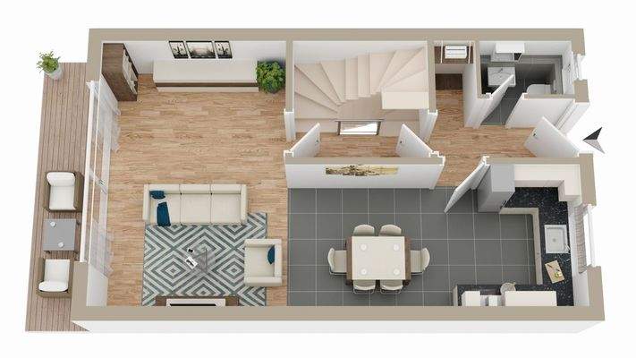 Der Grundriss im Erdgeschoss