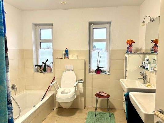 Tageslichtbad mit Wanne und Dusche