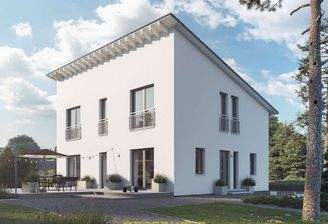 Dieses massa haus Fertighaus Einfamilienhaus im Lifestyle-Design besticht durch seine markante Pultd