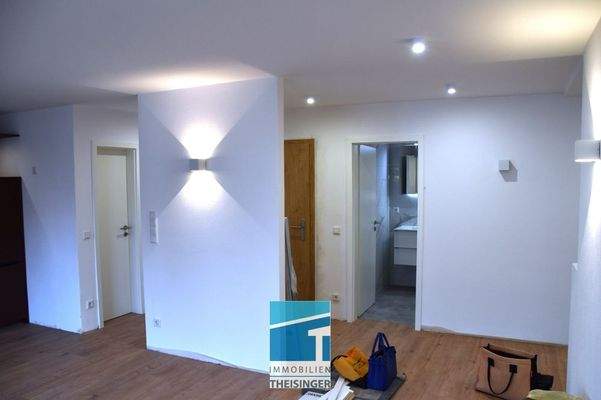 Sicht Eingangstüre ( braun) Abstellraum und WC