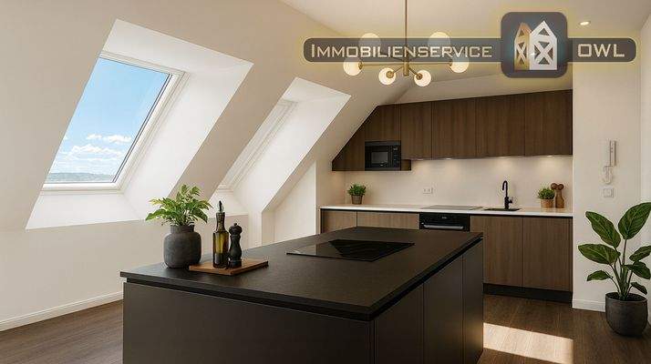 Offene Küche mit Küchenblock