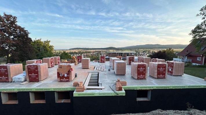 Bautenstand August 2025 Haus A (Stahlbergstr. 11).