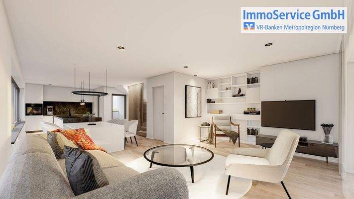 Visualisierung Wohnbereich Haus in Haus Stadthaus