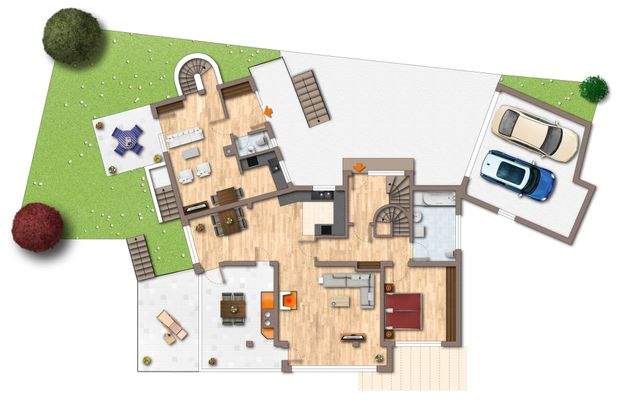 Grundriss-Skizze Erdgeschoss