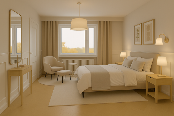 Visualisierung Schlafzimmer mit Zugang Bad