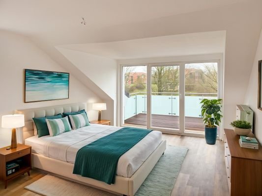 Dachgeschoss: Schlafzimmer - virtuell möbliert